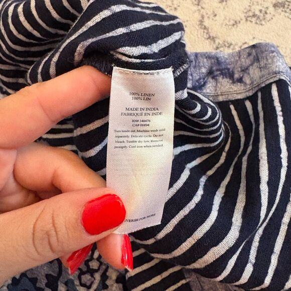 Faherty Margarita 100% Linen Strapless Maxi Dress Size Medium Coastal Artsy Boho - Picture 9 of 9